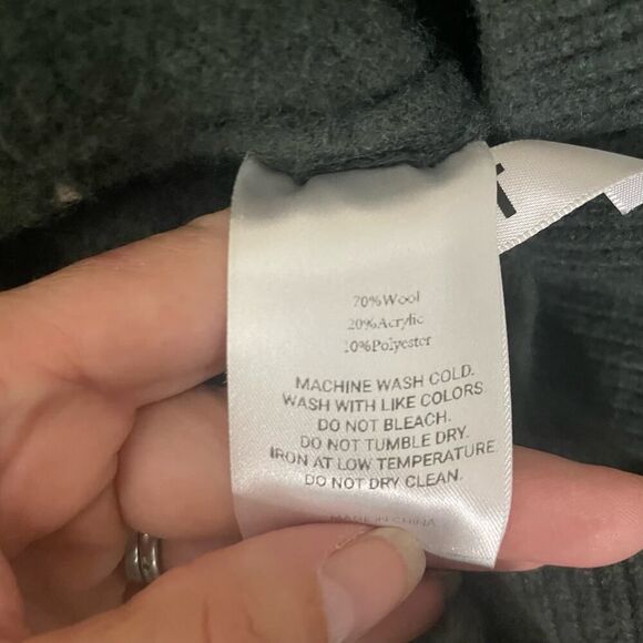 Women's LIT Activewear Wool Blend Cropped Turtleneck Sweater Green M - Picture 4 of 9